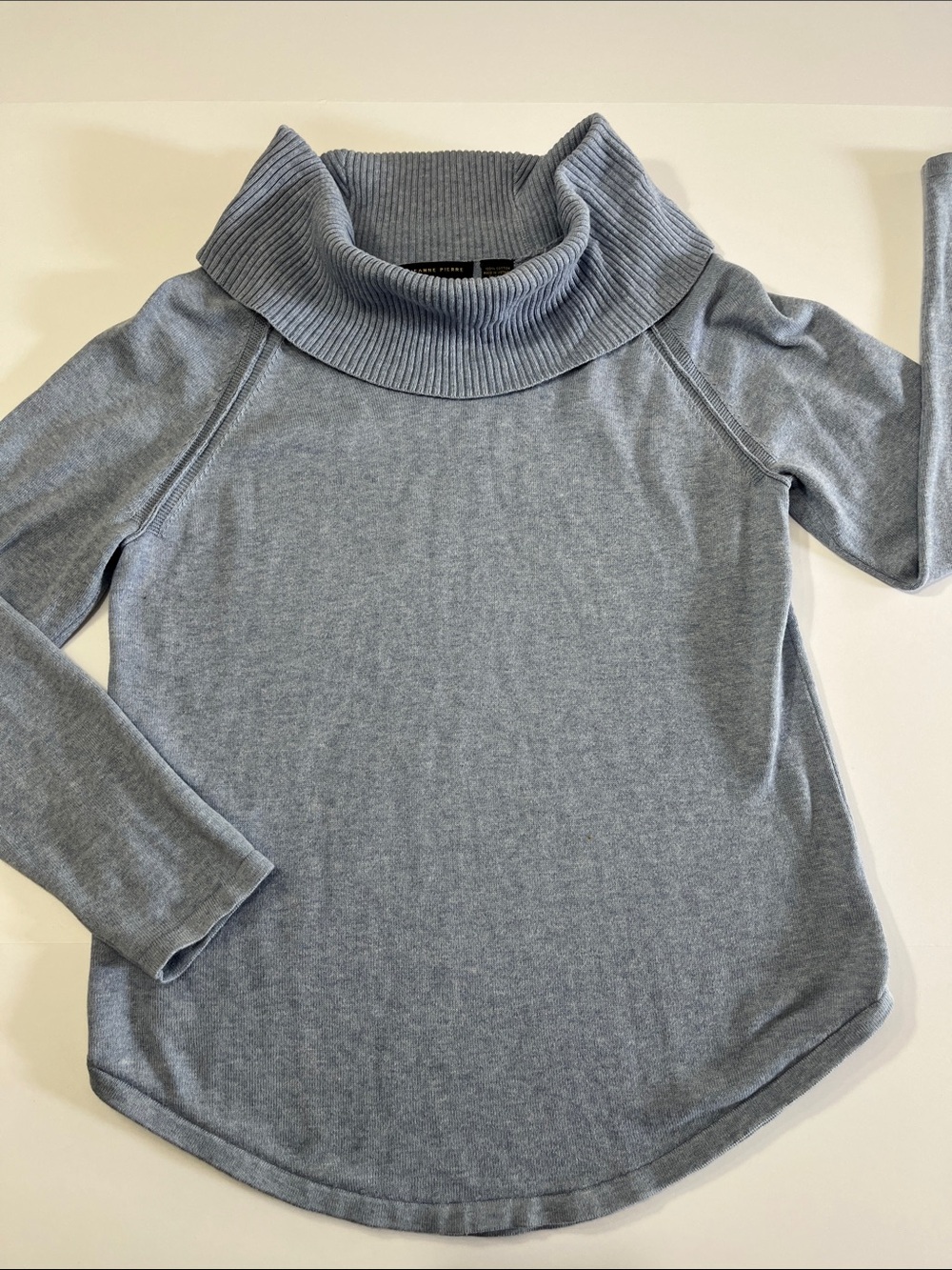 JEANNE PIERRE Light Blue Cowl Neck Pullover